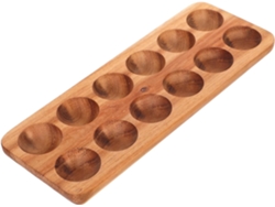 Bandeja Huevos Madera Acacia Marrón Soporte Rectangular Resistente Encimera Cocina Almacenamiento Versátil