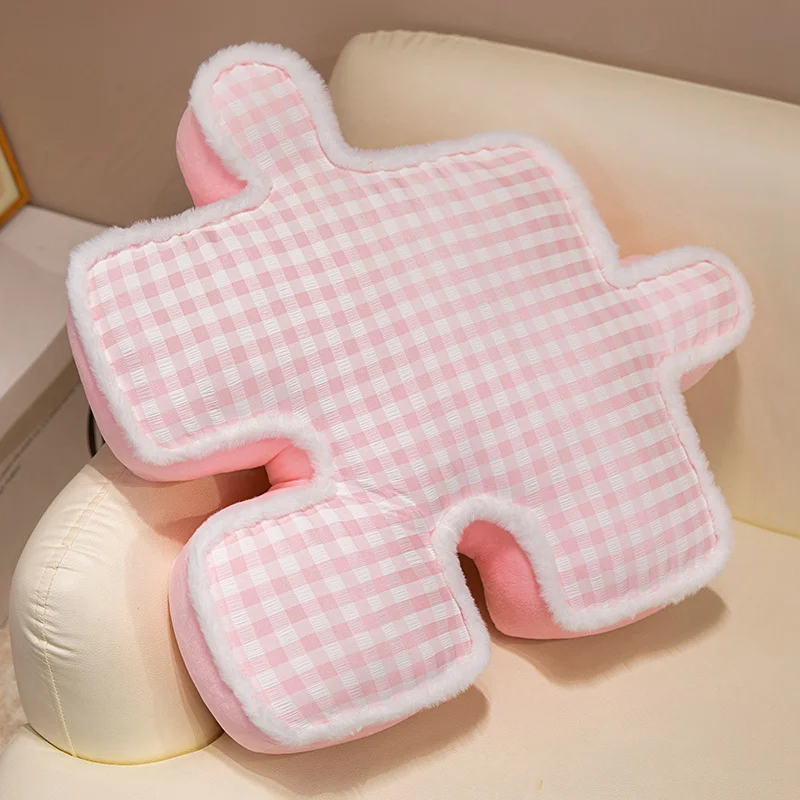 Cojín Decorativo Con Diseño De Cuadrícula Y Rompecabezas Para Adultos (rosa, 54 Cm).