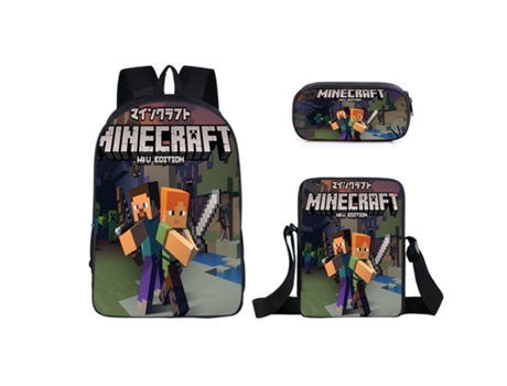 KOHREE Mochila escolar para estudiantes de Minecraft, juego de tres piezas