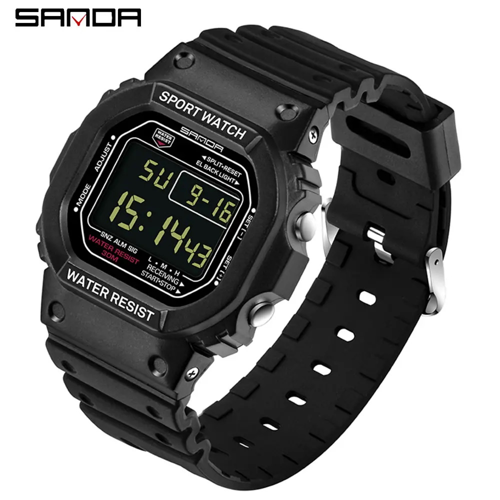 Reloj Digital Led (negro), Unisex, Resistente A Golpes Y Al Agua.