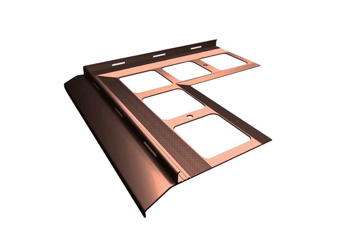 Esquina RENOPLAST de aluminio 90 para perfil de alero K20 Marrón Acabado de terrazas Suelos de resina Sistemas de drenaje de agua Perfil angular