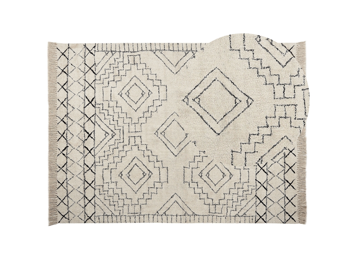 Alfombra de algodón beige/negro 160 x 230 cm BELIANI Zeyne