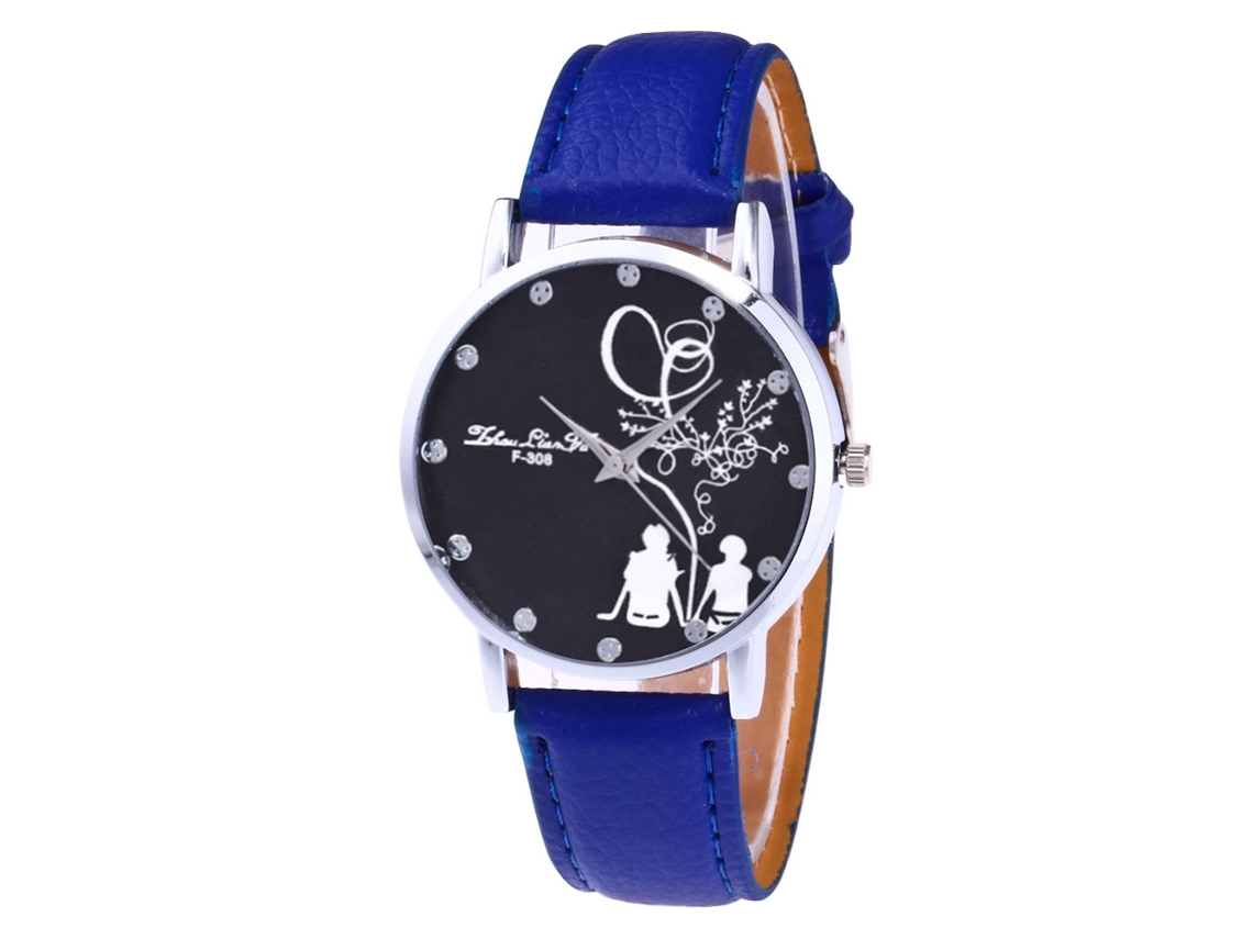 Reloj De Pulsera Analógico Para Hombre/mujer, De Cuero, Cuarzo, A La Moda, Azul Real.