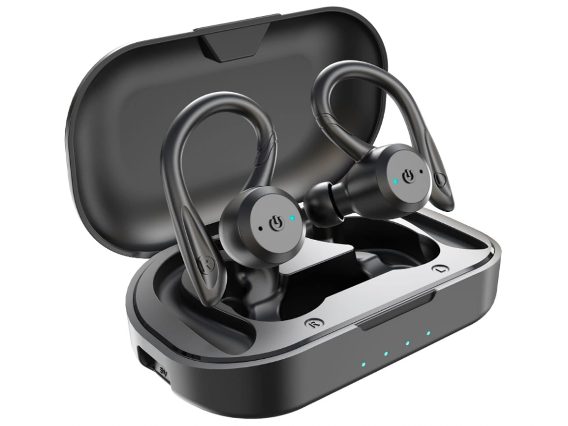 Auriculares Bluetooth totalmente inalámbricos con estuche de carga resistente al agua IPX7 BE1032 Negro