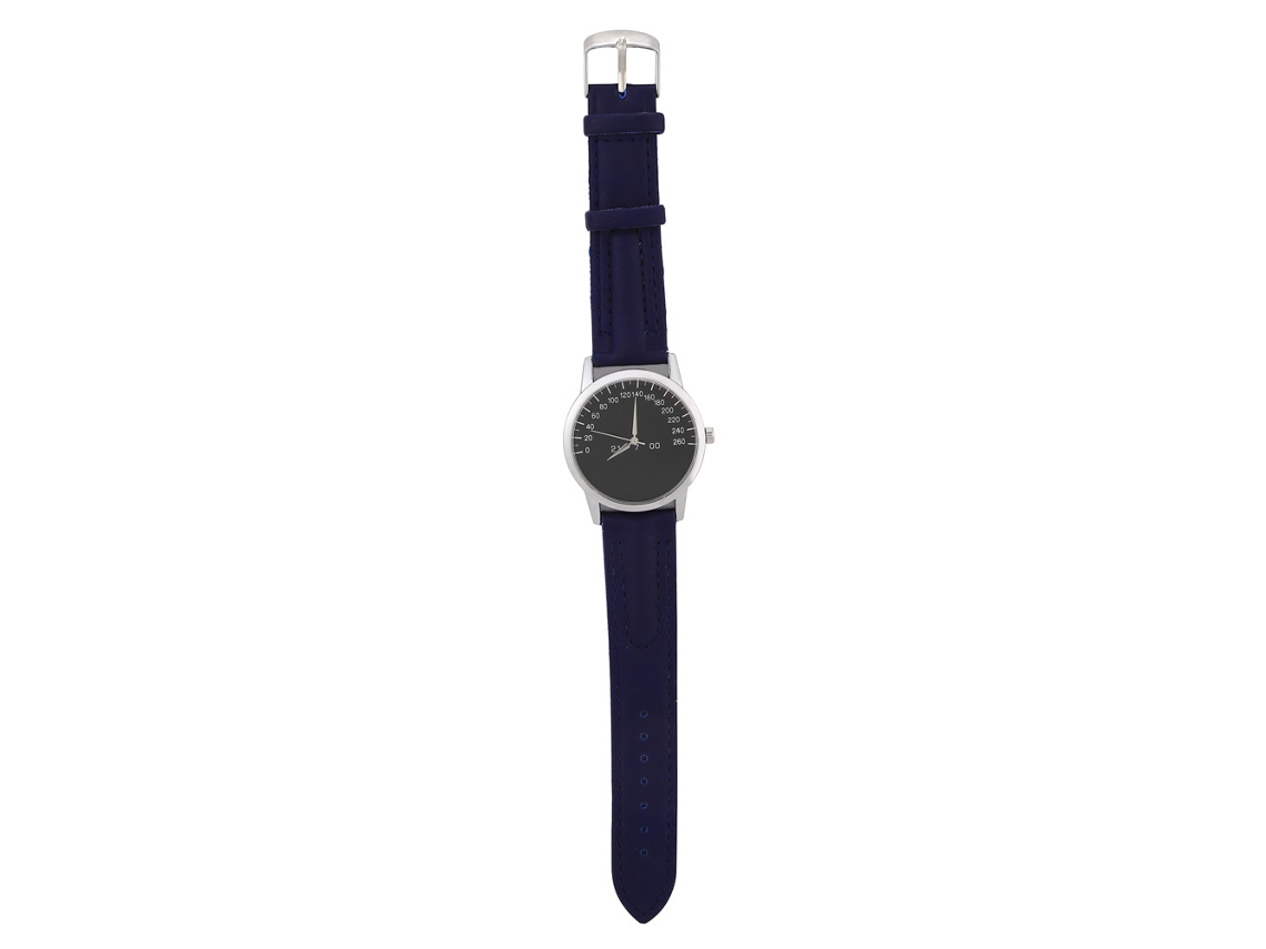 Reloj De Pulsera Analógico De Cuarzo Con Correa De Poliuretano Azul Y Esfera Que Simula Carreras.