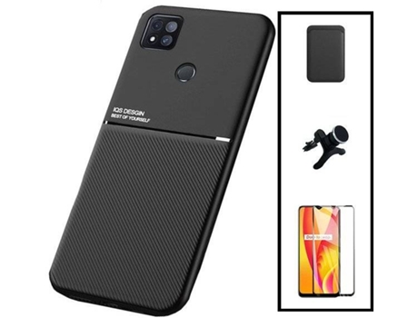 Kit Funda Magnetic Lux, Magnetic Wallet Negro, 5D Full Cover y Soporte Magnético de Coche Reforzado Xiaomi Poco C31 PHONECARE Negro