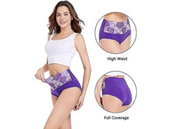 2026-8pcs Calzoncillos De Algodón De Cintura Alta Para Mujer Control Abdominal Con Jacquard De Rosa