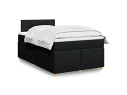 Cama Box Spring Con Colchón Tela Negro 120x200 Cm