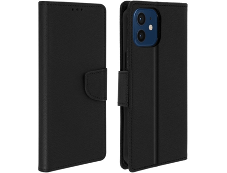 Funda iPhone 12, 12 Pro AVIZAR Cartera Fancy Style Negro