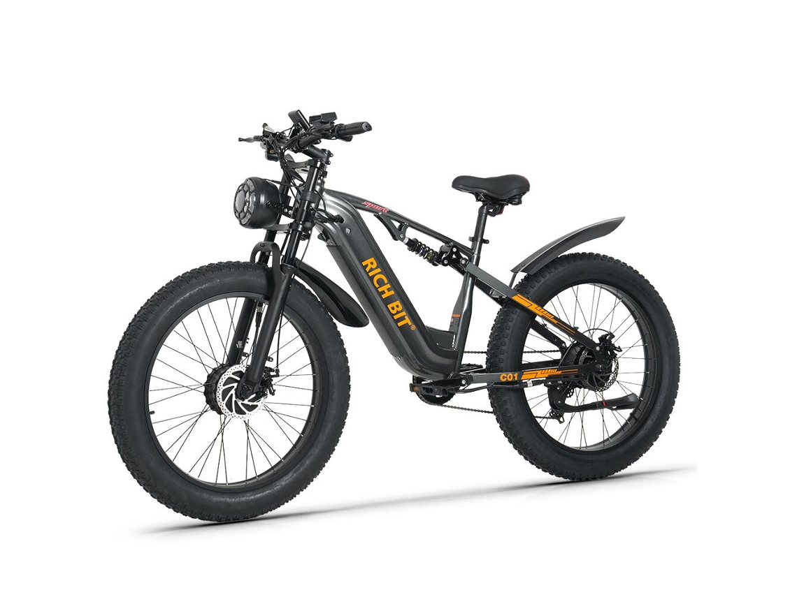 Bicicleta De Montaña Eléctrica Rich Bit C01, Batería De 48 V 20 Ah, Suspensión Completa, Shimano De 7 Velocidades.