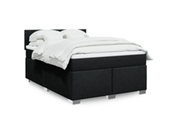 Cama Box Spring Con Colchón Tela Negro 140x190 Cm