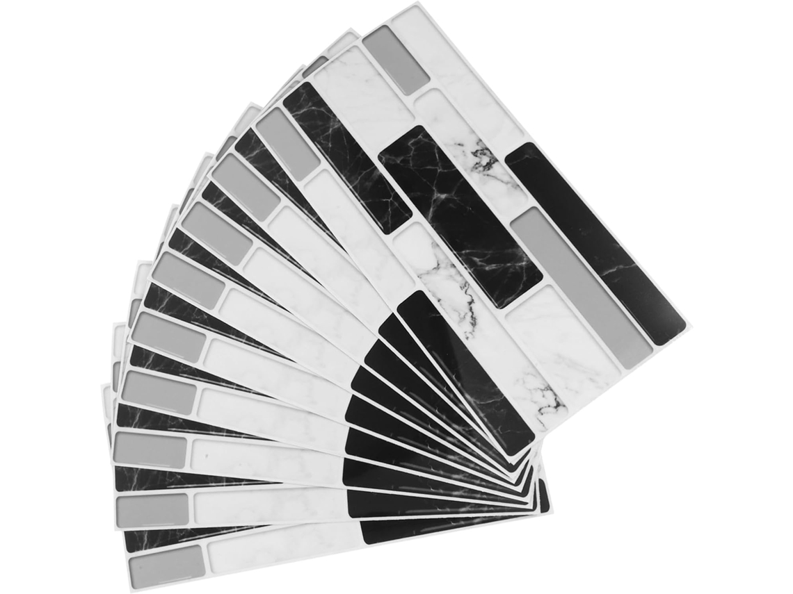 18 Pegatinas De Pared Con Imitación De Mármol Blanco Y Negro, Removibles E Impermeables.