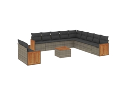 Maison Exclusive - Set De Sofás De Jardín 12 Pzas Con Cojines Ratán Sintético Gris