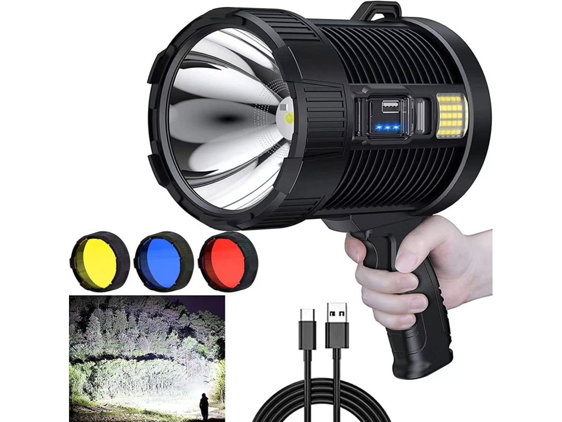 Proyector Recargable, 25 Lúmenes, Linterna De Mano Grande, Proyector Solar Para Exteriores Superbrillante Con Luz Cob, 6 Modos.