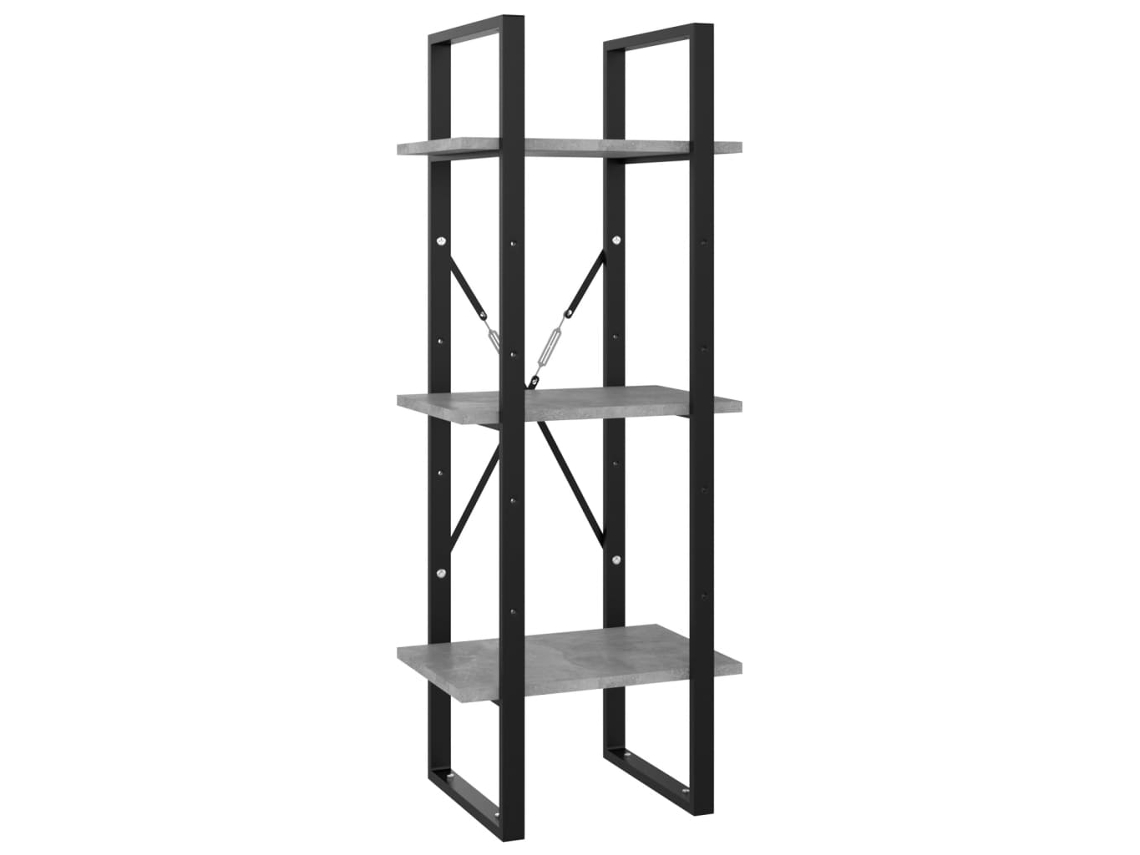 Librería con 3 estantes, derivados de la madera, gris, MAISON EXCLUSIVE