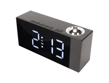 Despertador de Proyección Led HURRISE Despertador de Proyección Digital con Rotación de 180 Grados Brillo Ajustable Carga Usb
