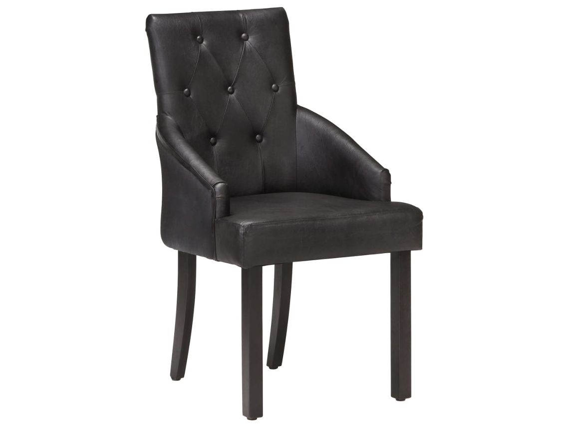 Maison Exclusive - Cadeiras De Jantar 6 Pcs Couro De Cabra Genuíno Preto