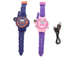 Reloj Walkie-talkie Recargable Para Niños Con Linterna Y Brújula Para Jugar Al Aire Libre - Azul Oscuro Y Rosa - 2 Unidades