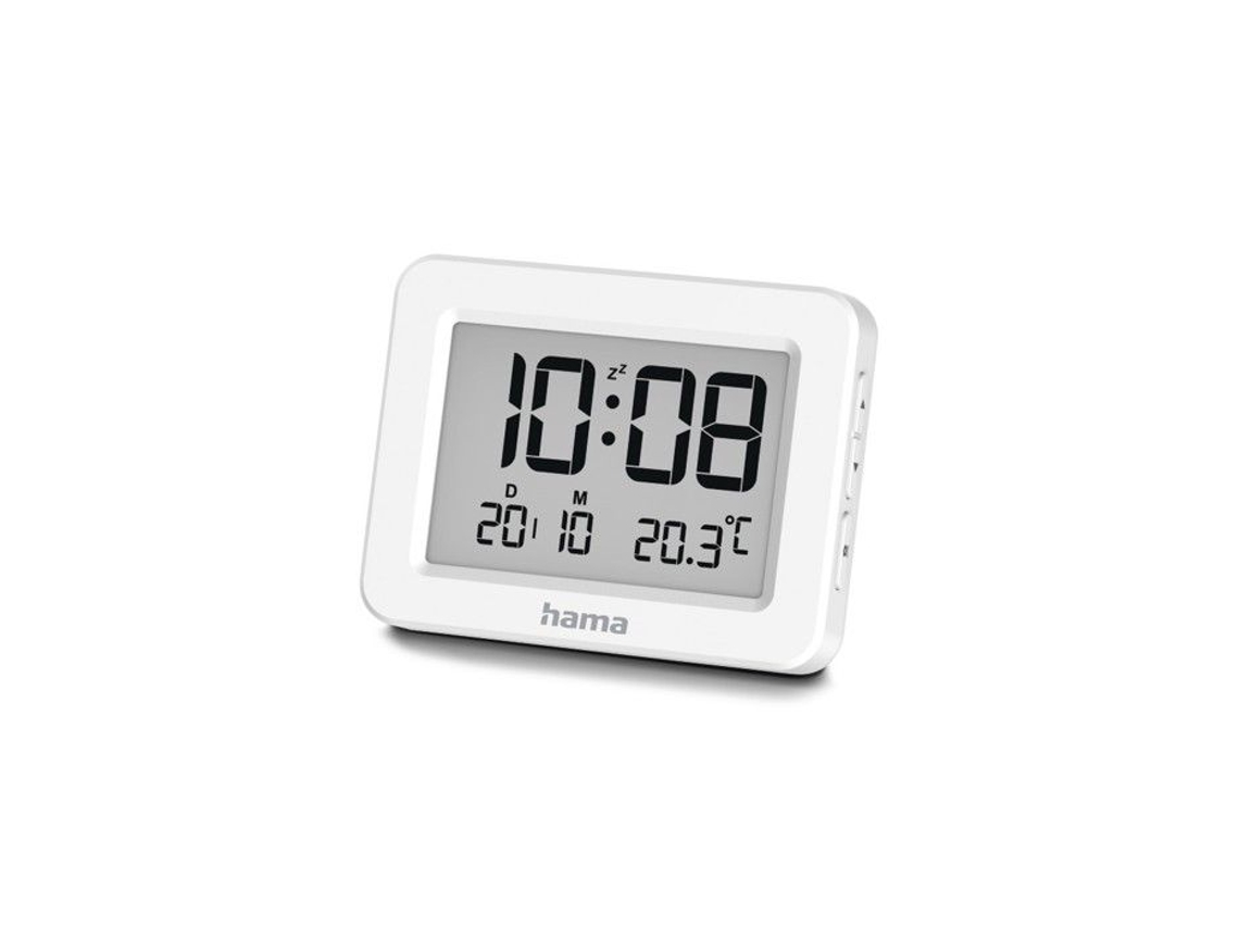 Reloj despertador digital Kos, LCD, blanco
