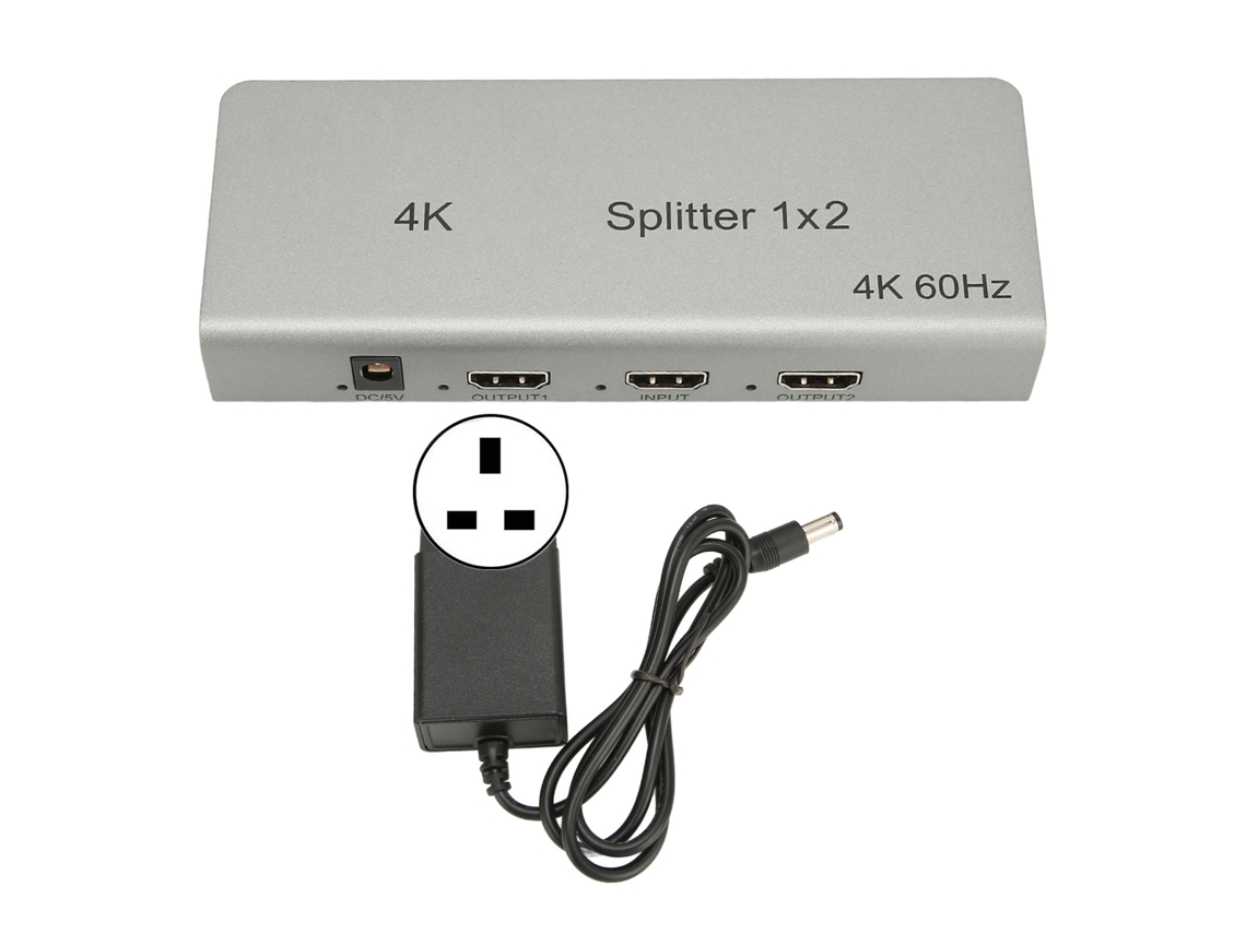 Divisor Hdmi 4k, 1 Entrada, 2 Salidas, Duplicador De Audio/vídeo Para Xbox, Ps4, Hdtv, Enchufe Británico.