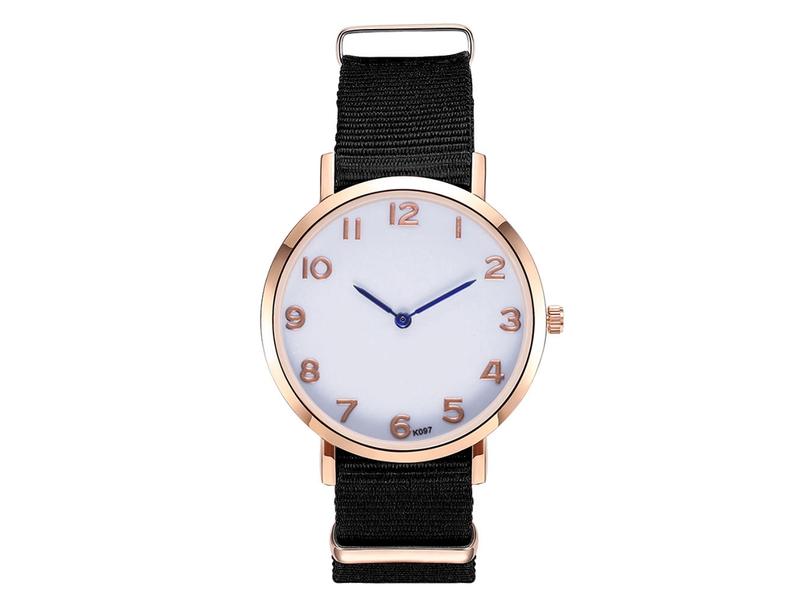 Reloj De Pulsera Analógico Unisex Zhoulianfa Con Correa De Nailon Negra Y Movimiento De Cuarzo.