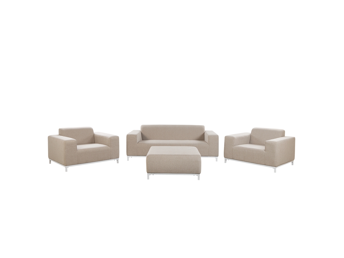 Conjunto de jardín 5 plazas de poliéster beige arena/blanco BELIANI Rovigo