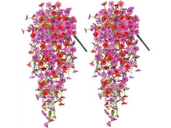 Dos Flores Artificiales Colgantes, Ideales Para El Hogar, Bodas Y Decoración De Paredes (morado + Rojo).