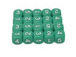 20 Dados Numéricos De 6 Caras Con Esquinas Redondeadas De Plástico Para Juegos De Mesa Y Enseñanza - Verde