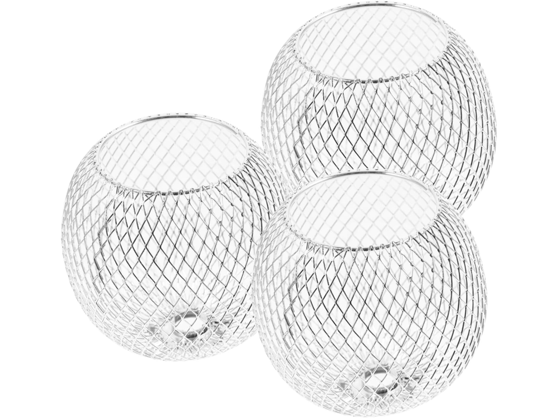 Juego de 3 lámparas esféricas de metal plateado con diseño decorativo calado, fáciles de instalar, para iluminación. SFUSHOS
