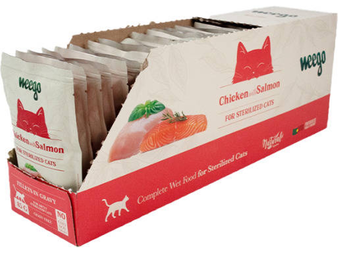 Caja de Comida Húmeda para Gatos Esterilizados WEEGO Salmón 24x85 g