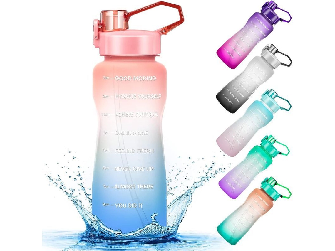 Botella De Agua Motivacional De 1,9 L/64 Oz Con Temporizador Y Pajita, Libre De Bpa Para Fitness Y Deportes Al Aire Libre.