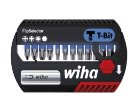 WIHA Juego de bits FlipSelector, bits en T de 25 mm en surtido, de 14 unid. de 1/4" (41826)