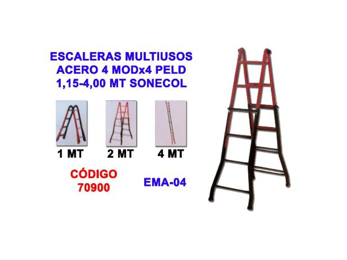 Escaleras multiusos acero      4 modx4 peld 1,15-4,00 mt sonecol
