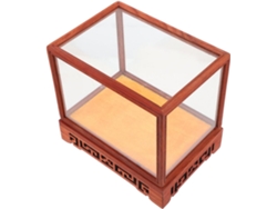 Vitrina de oficina de cristal transparente con base de madera maciza. SFUSHOS