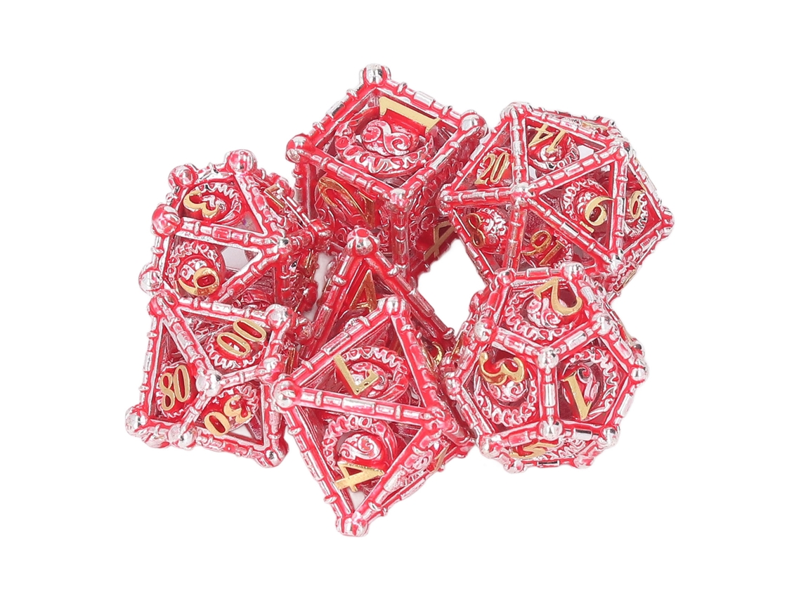 -7pcs Dados Metálicos Poliédricos, Set De Dados Huecos De Latón, Equilibrados Y Portátiles Para Fiesta