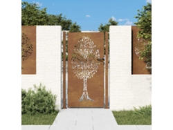 Puerta de jardín de acero corten de 105 x 180 cm, diseño de árbol Wsd361664 Lovely House