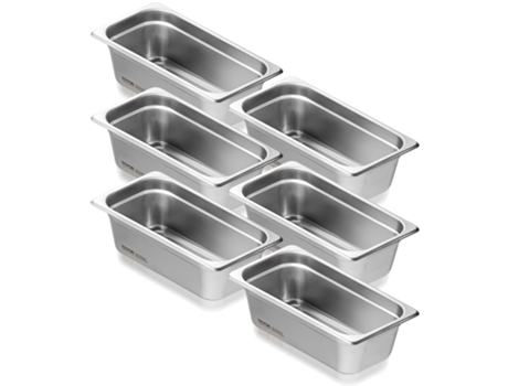 6 Paquetes de Ollas de Hotel de Tamaño 1/3 Bandeja de Mesa de Vapor en Acero Inoxidable con 4 pulgadas de Profundidad VEVOR