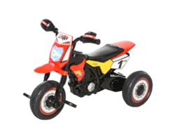 Moto infantil de 18 m, 3 ruedas, luces, sonidos, pedales, 71x40x51 cm, roja.