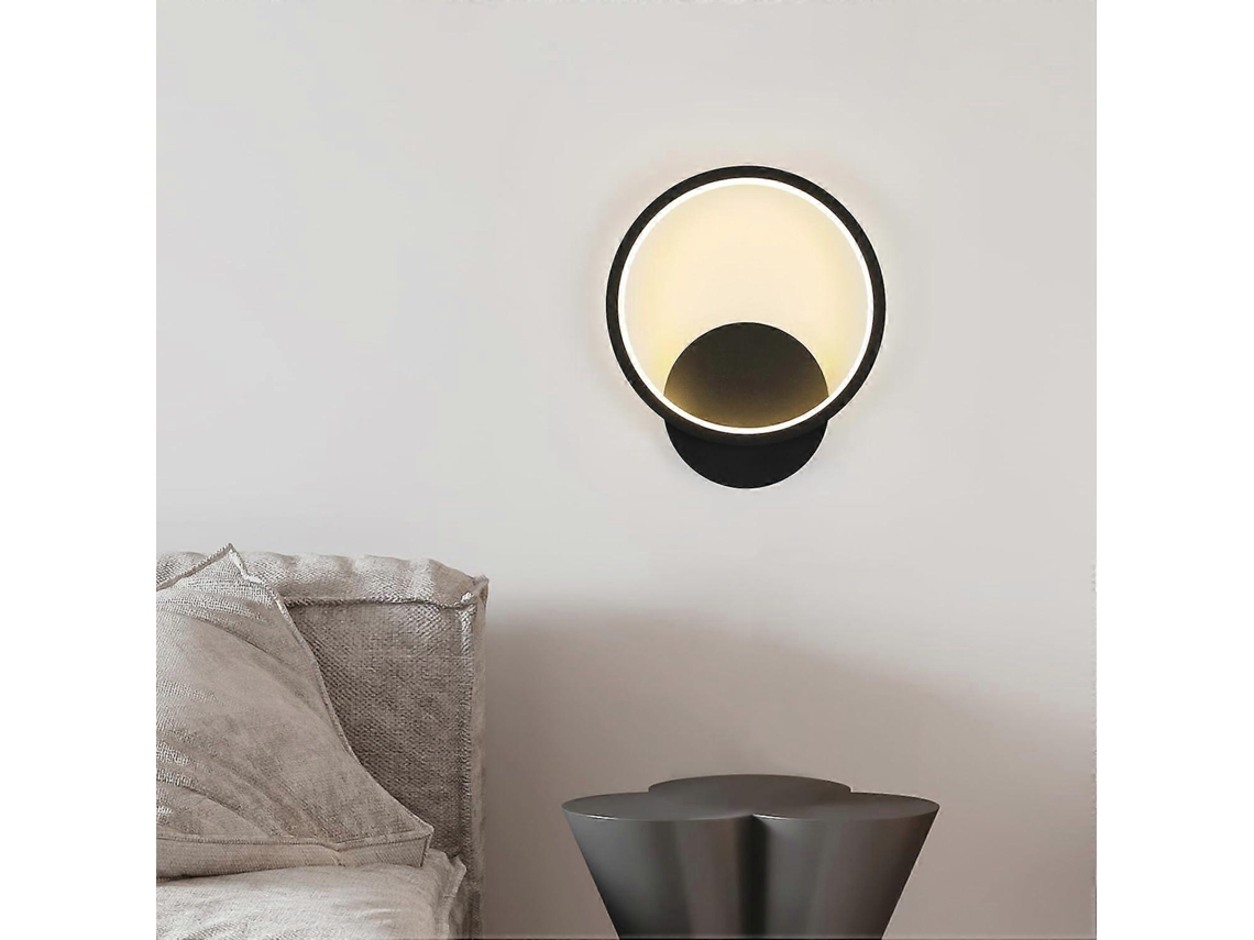 Rebe-lámpara De Pared Led Interior Moderna Redonda 12w 220v, Material Acrílico Y Aluminio Color Negro