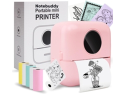 Impresora Térmica de Bolsillo Bluetooth Portátil Sin Tinta con 5 Rollos de Papel para Diario/Álbum de Recortes de Bricolaje/Viajes/Notas Rosa SIURN