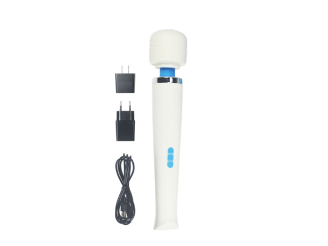 Masajeador De Espalda Inalámbrico De Mano Con Varita, Potente, 8 Velocidades, 20 Patrones De Vibración, Color Blanco Chennnls