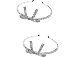 Diadema De 2 Piezas Con Pedrería, Accesorio De Boda Con Elegante Lazo Para Eventos Y Diadema.