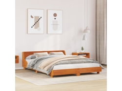 Cama Sin Colchón Madera Maciza De Pino Marrón Cera 160x200 Cm