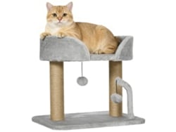 Arranhador Gatos Pequeno 42 Cm Ninho Bolas Sisal Cinza Claro