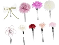 Presilha De Cabelo Japonesa Com Estampa Floral, Conjunto De 3 Peças Na Cor Roxa
