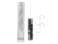 Pipa de fumar hexagonal de acero inoxidable de 12 pulgadas con cepillo y gancho