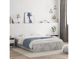 Cama Con Cajones Madera Ingeniería Gris Hormigón 140x200 Cm