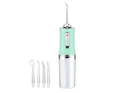 Irrigador bucal recargable con 4 puntas. Depósito de 230 ml, rotación de 360° y 3 modos de uso.