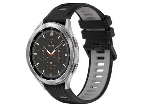 Correa de reloj inteligente para Samsung Galaxy Watch4 Classic 46 mm 20 mm Correa deportiva de silicona bicolor (negro + gris)