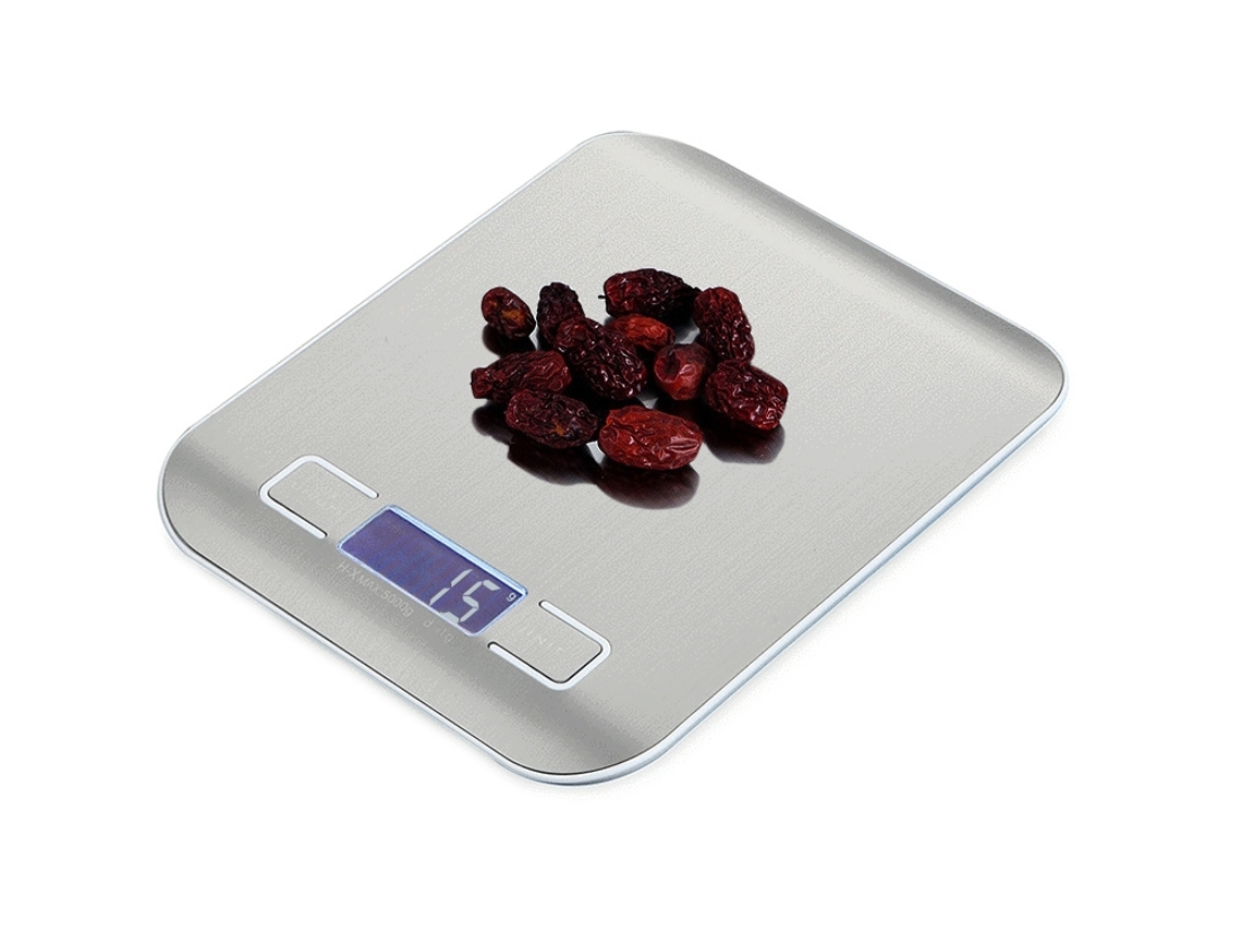 Báscula Digital Multifuncional Para Alimentos (plateada) Con Pantalla Lcd. Especificaciones: 5 Kg/1 G.